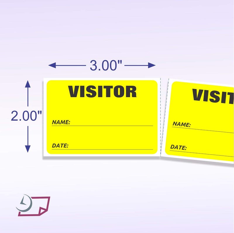 NextDayLabels - 3 x 2 Visitor Labels Pass, ID Labels and Safety Identification Badge Stickers 500 Per Roll (Fluorescent Yellow) - Image 2